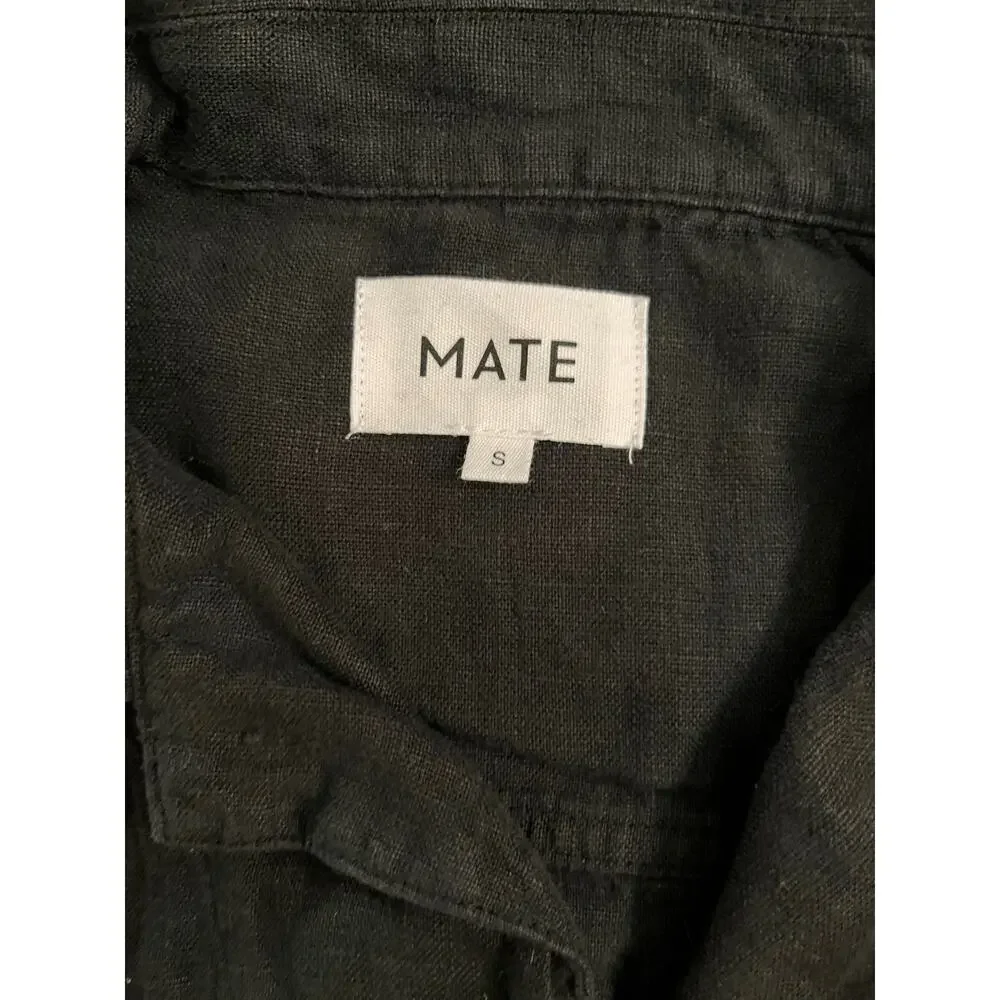 NEW MATE THE LABEL Long Sleeve 100% Linen Jumpsuit - Jet Black SIZE S - Picture 7 of 13